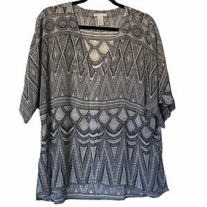 H&M Geometric Blouse Top White and Black size 12